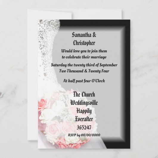 Zwart en wit bloemmotief kaart (Voorkant)