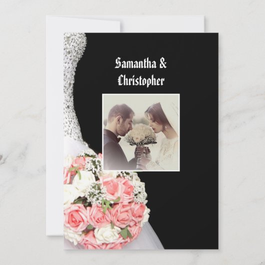 Zwart en wit bloemmotief kaart (Achterkant)