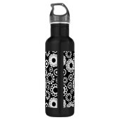 Zwart en wit bloemmotief waterfles (Achterkant)