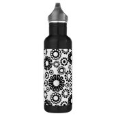 Zwart en wit bloemmotief waterfles (Rechts)