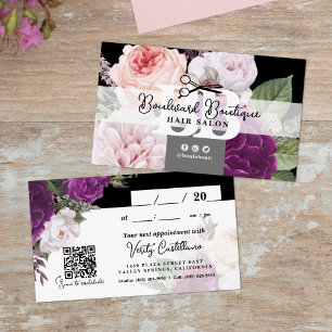 Zwart en Wit Bloemstuk Kappersafspraak QR Visitekaartje
