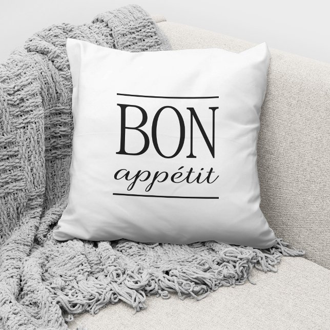 Zwart En Wit Bon Appetit Kussen (Creator heeft geüpload)