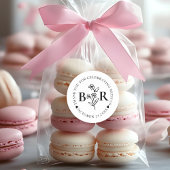 zwart en wit Botanische Aangepaste Monogram Ronde Sticker