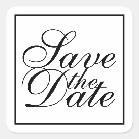Zwart en wit bruisend huwelijk sparen de Datum Vierkante Sticker (Voorkant)
