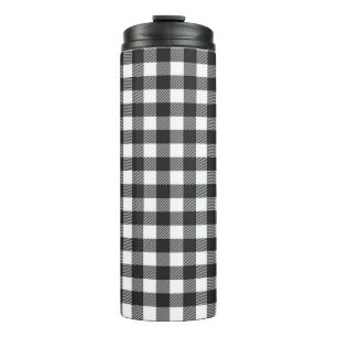 Zwart en wit Buffalo geruite reismokkop tumbler Thermosbeker