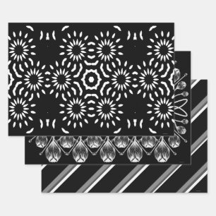 Zwart en Wit Cadeaupapier Set van 3