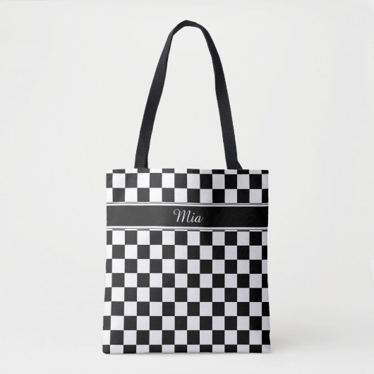 Zwart en wit Checkerboard ID148 Draagtas (Voorkant)