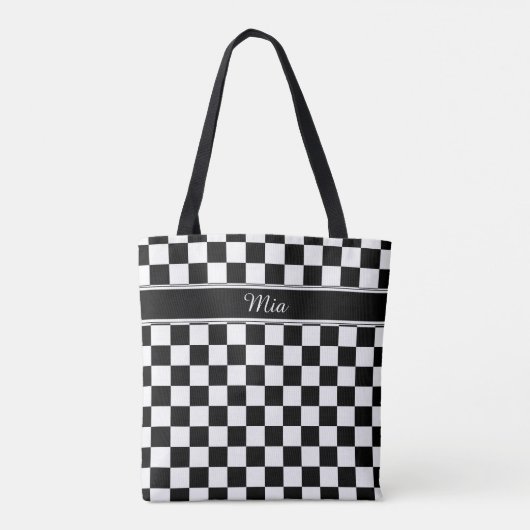 Zwart en wit Checkerboard ID148 Draagtas (Achterkant)