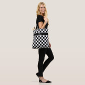 Zwart en wit Checkerboard ID148 Draagtas (Op model)
