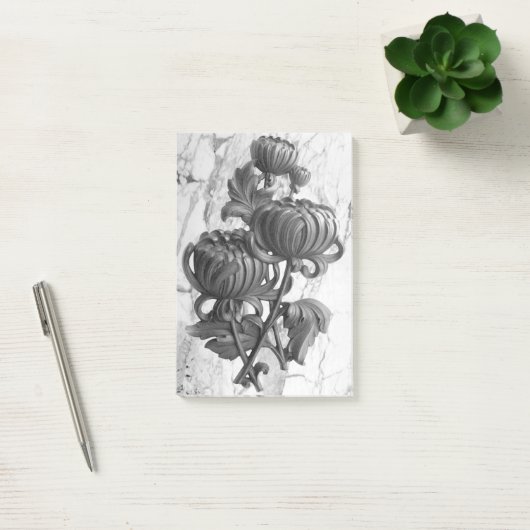 Zwart en wit chrysanthemumprint post-it® notes (Kantoor)