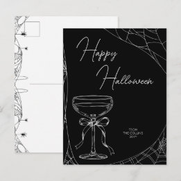 Zwart en wit cocktailboog volwassene Fijne Hallowe Feestdagenkaart
