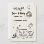 Zwart en wit Creatieve bruiloft Uitnodiging (Voorkant)