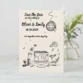 Zwart en wit Creatieve bruiloft Uitnodiging (Staand voorkant)