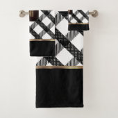 Zwart en wit Crisscross design Bad Handdoek (Insitu)