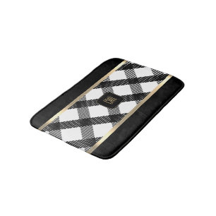 Zwart en wit Crisscross design Badmat