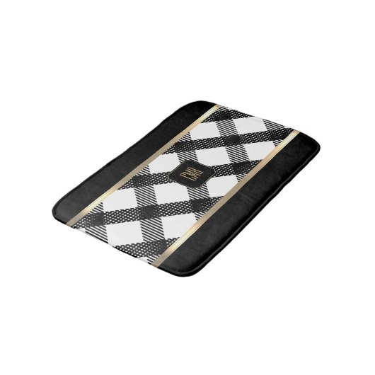 Zwart en wit Crisscross design Badmat (Gekanteld)