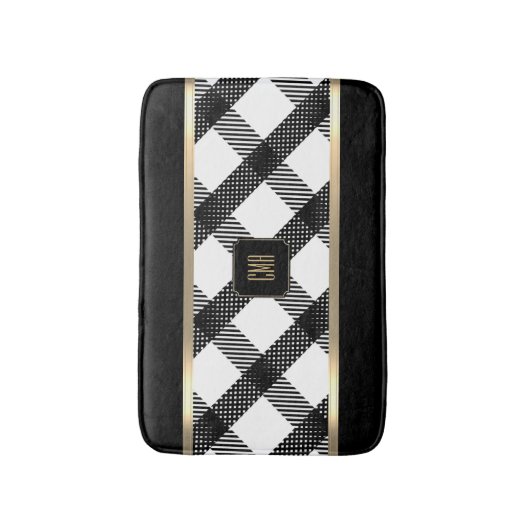 Zwart en wit Crisscross design Badmat (Voorkant Verticaal)