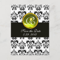 ZWART EN WIT DAMAST GELE TOPAZE  MONOGRAM