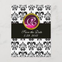 ZWART EN WIT DAMAST Roze Amethist Monogram