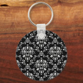 Zwart en wit damast sleutelhanger (Voorkant)