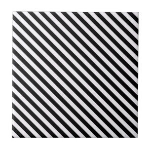 Zwart en wit diagonale strepen tegeltje
