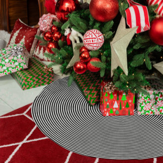Zwart en wit dunne concentrische cirkels kerstboom rok
