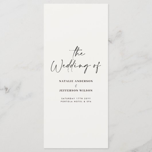 zwart en wit eenvoudig elegant schrift voor heren menu (Achterkant)