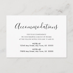 Zwart en wit eenvoudig elegante accommodaties informatiekaartje