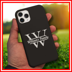 Zwart en Wit Eenvoudig familienaammonogram Case-Mate iPhone 14 Pro Max Hoesje