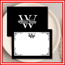 Zwart en Wit | Eenvoudig Familiewapen Monogram