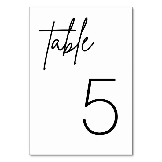 Zwart en Wit Eenvoudig Minimalistisch Trouwtafel Kaart (Voorkant)