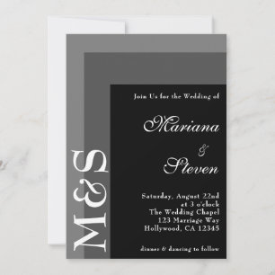 Zwart en wit Eenvoudig modern Chic-script bruiloft Kaart