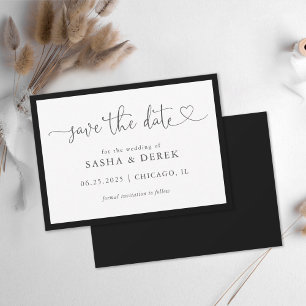 Zwart en wit Eenvoudig Modern sparen de Datum Save The Date