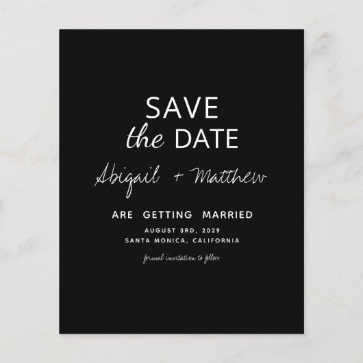 Zwart en wit eenvoudig sparen de Uitnodiging van d (Achterkant)