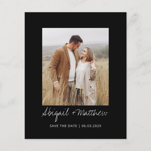 Zwart en wit eenvoudig sparen de Uitnodiging van d (Voorkant)