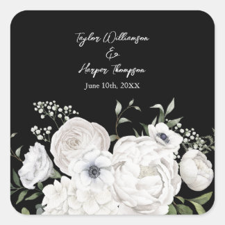 Zwart en wit Elegant bloemstuk modern Vierkante Sticker
