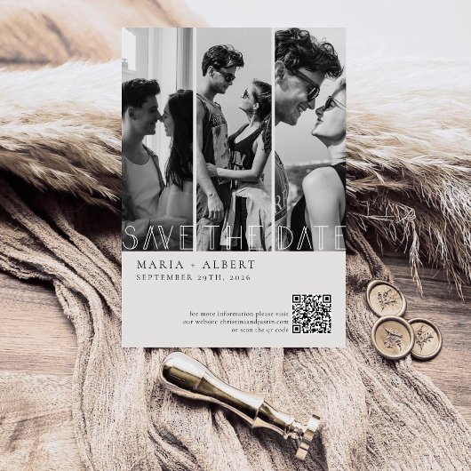 Zwart en wit Elegant Fancy Script Bruiloft Save The Date
