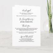 Zwart en wit Elegant handtekening Script Bruiloft Programma (Achterkant)