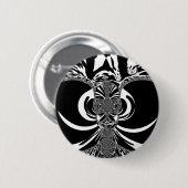 Zwart en wit elegant klassiek gepatterd ontwerp ronde button 5,7 cm (Voorkant /achterkant)
