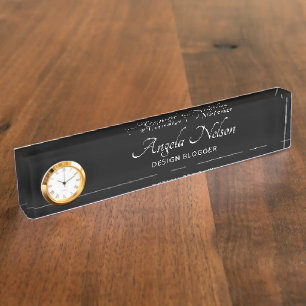 Zwart en wit Elegant Modern Schrift Naambordje