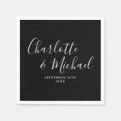 Zwart En Wit Elegant Schrift Minimalistisch Servet (Voorkant)