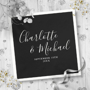 Zwart En Wit Elegant Script Minimalistisch Servet