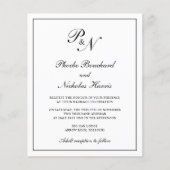 Zwart en wit elegante budget bruiloft uitnodiging (Voorkant)