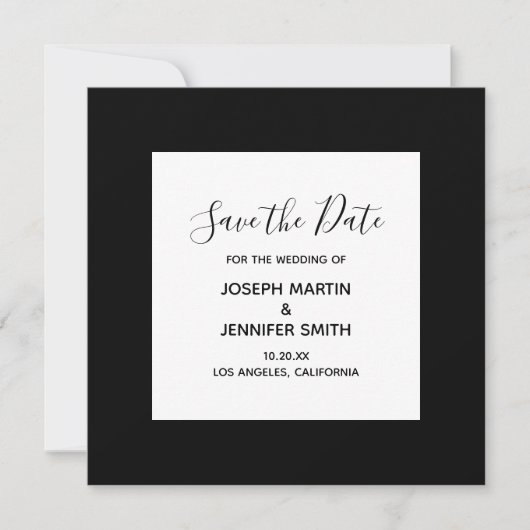 Zwart en Wit Elegante Calligrafie Bewaar de Datum Save The Date (Voorkant)