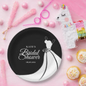 Zwart en wit elegante jurk bruidsfeest papieren bordje (Feest)