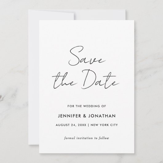 Zwart En Wit Elegante Moderne Template Minimalisti Save The Date (Voorkant)