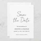 Zwart En Wit Elegante Moderne Template Minimalisti Save The Date (Voorkant / Achterkant)