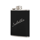 Zwart en wit Elegante Script Naam Bruiloftsfeest  Heupfles (Links)