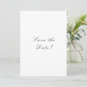 Zwart en wit elegante script QR-code Save The Date (Staand voorkant)