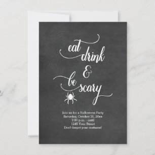 Zwart en wit eten Drink zijn eng Halloween Party Kaart